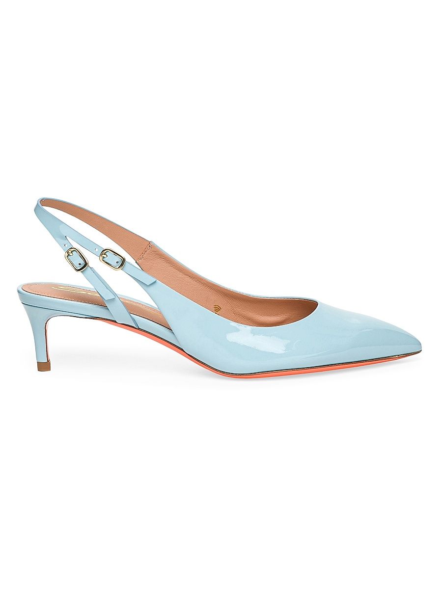 Women's Patent Leather Slingback Pumps - Light Blue - Size 10