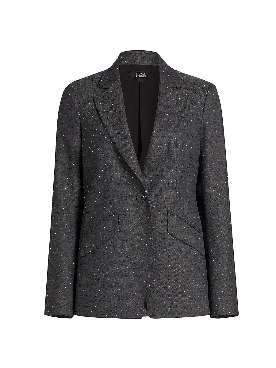 Women's The Shaped Dotted Blazer - Mini Herringbone With Strass - Size Large