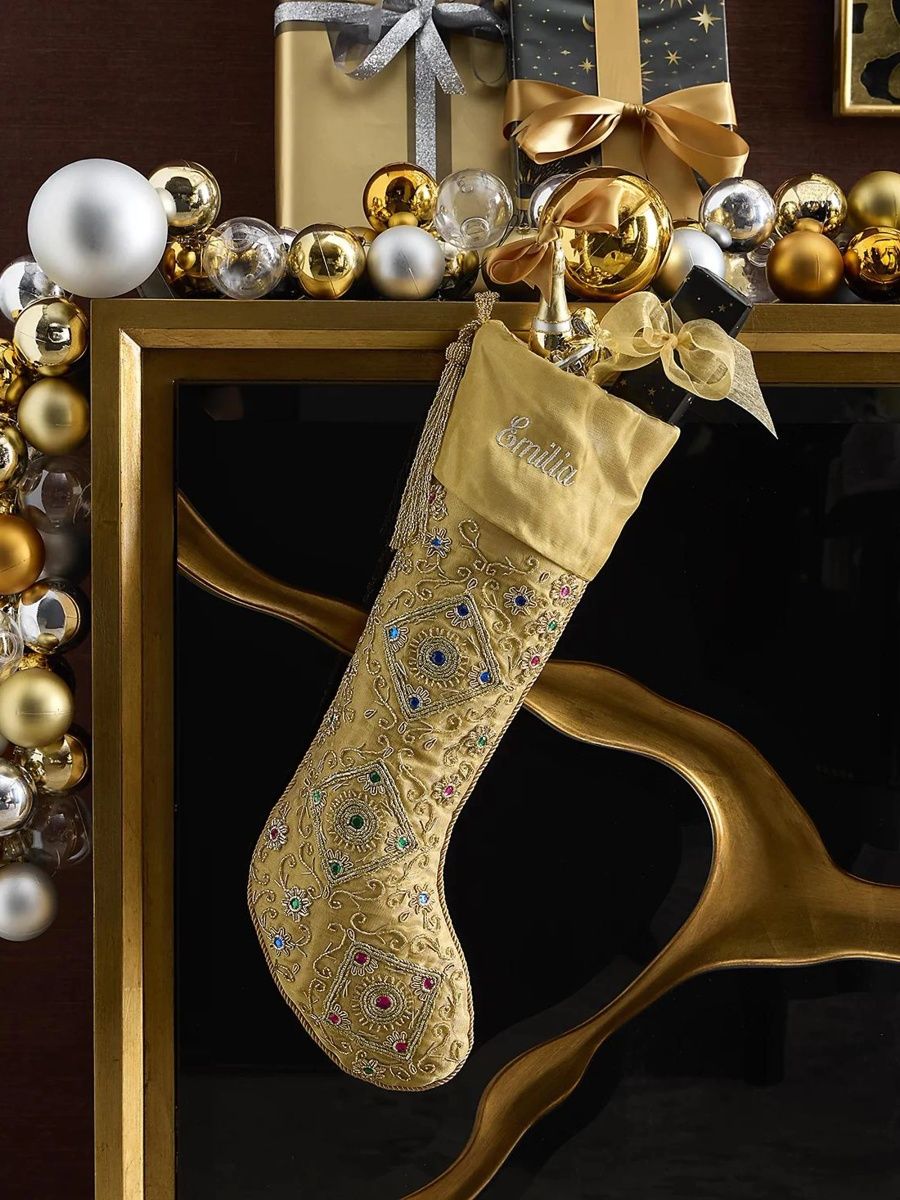 Sudha Pennathur Jeweled Majesty Cuff‑Turned Stocking
