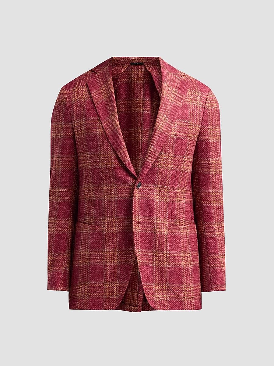 Sartorio Napoli Men's Plaid Sport Coat - Dark Red - Size 40