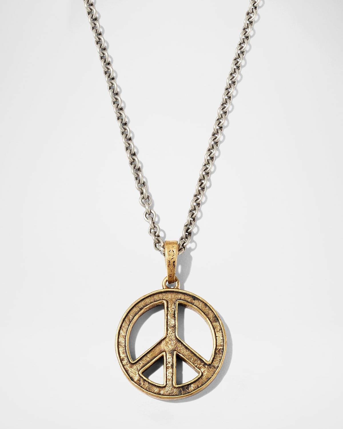 Men & apos;s Distressed Peace Sign Pendant Necklace
