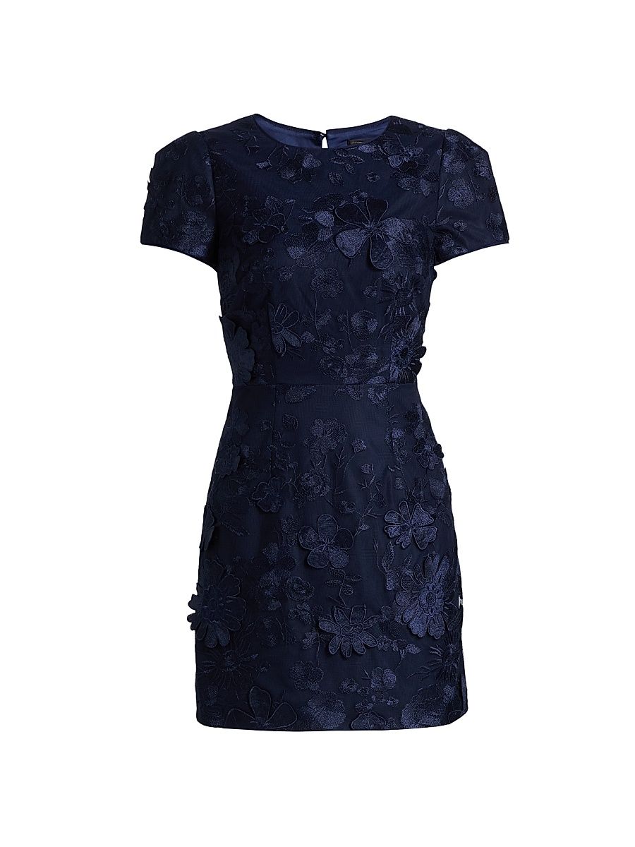 Women's Daisy Floral Appliqué Minidress - Navy - Size 12