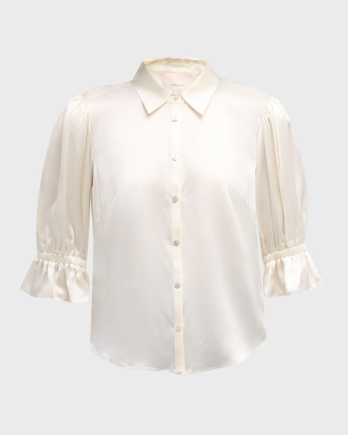 Fiona Silk Satin Short-Sleeve Top