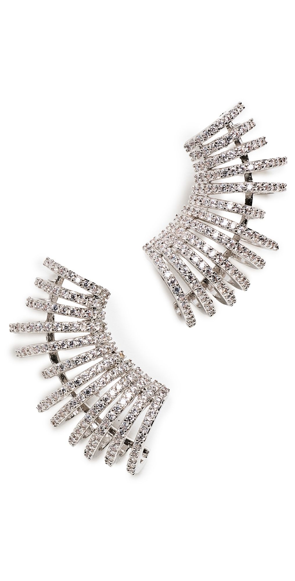 By Adina Eden Pave Fancy Cage Stud Earrings Silver One Size