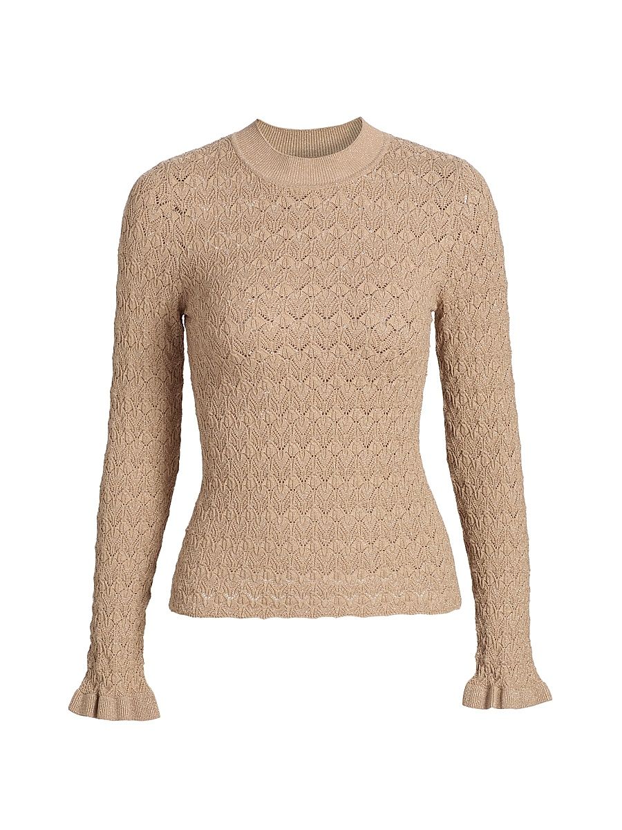 Women's Ruby Pointelle-Knit Sweater - Champagne - Size Medium