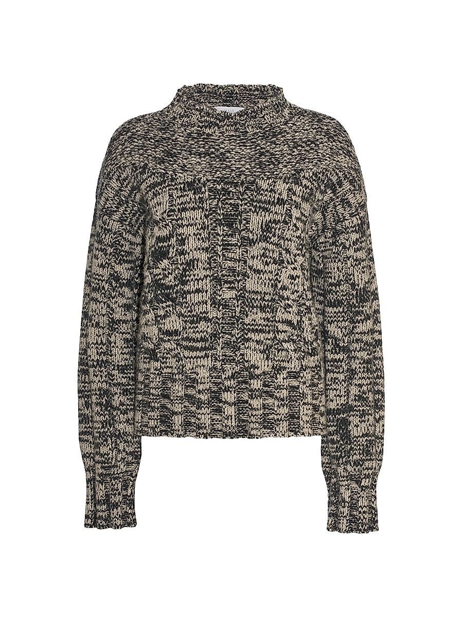Women's Marled Wool-Silk Sweater - Nero Miele - Size Large