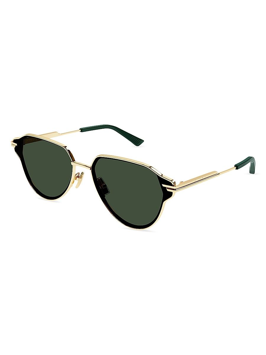Men's Light Ribbon 63MM Pilot Sunglasses - Gold