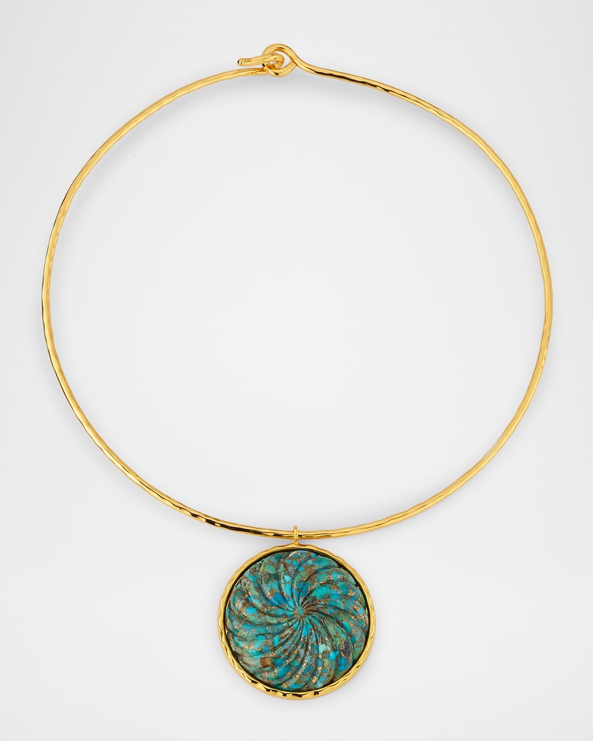 Carved Turquoise Collar Pendant Necklace