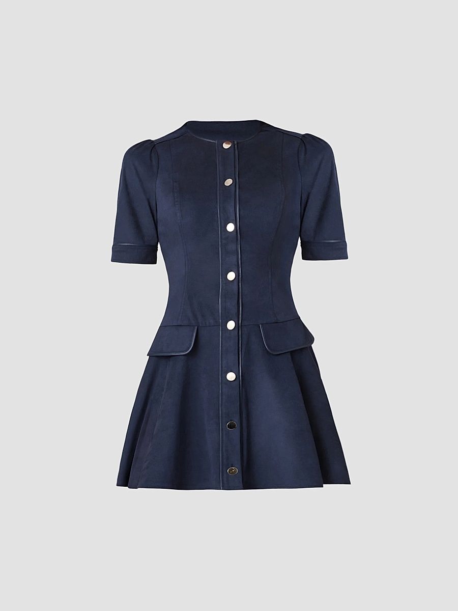 Shoshanna Women's Merina Mix Media Mini Dress - Navy - Size 12