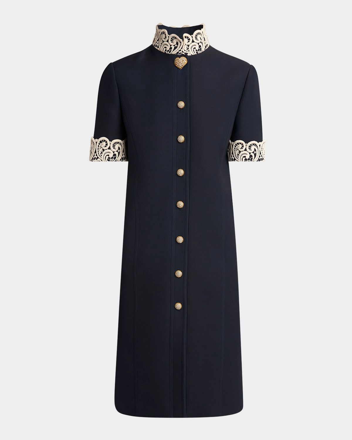 Embellished Lace-Trim Dress