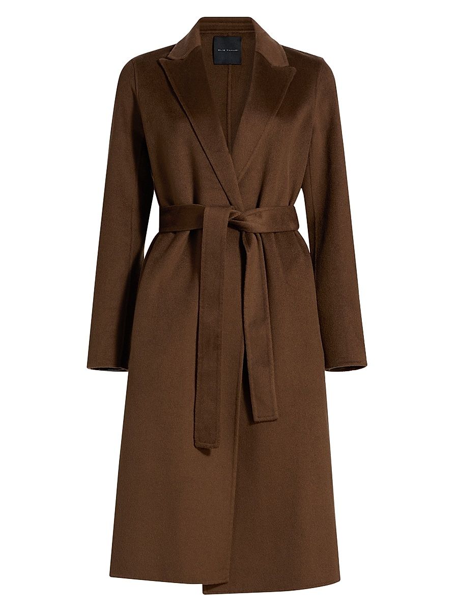 Women's Nora Wool-Blend Belted Coat - Bistro Brown - Size XL