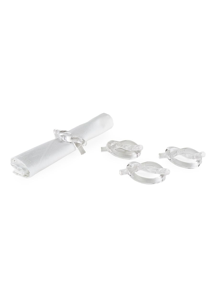 Lucite 4-Piece Knot Napkin Ring Set - Clear