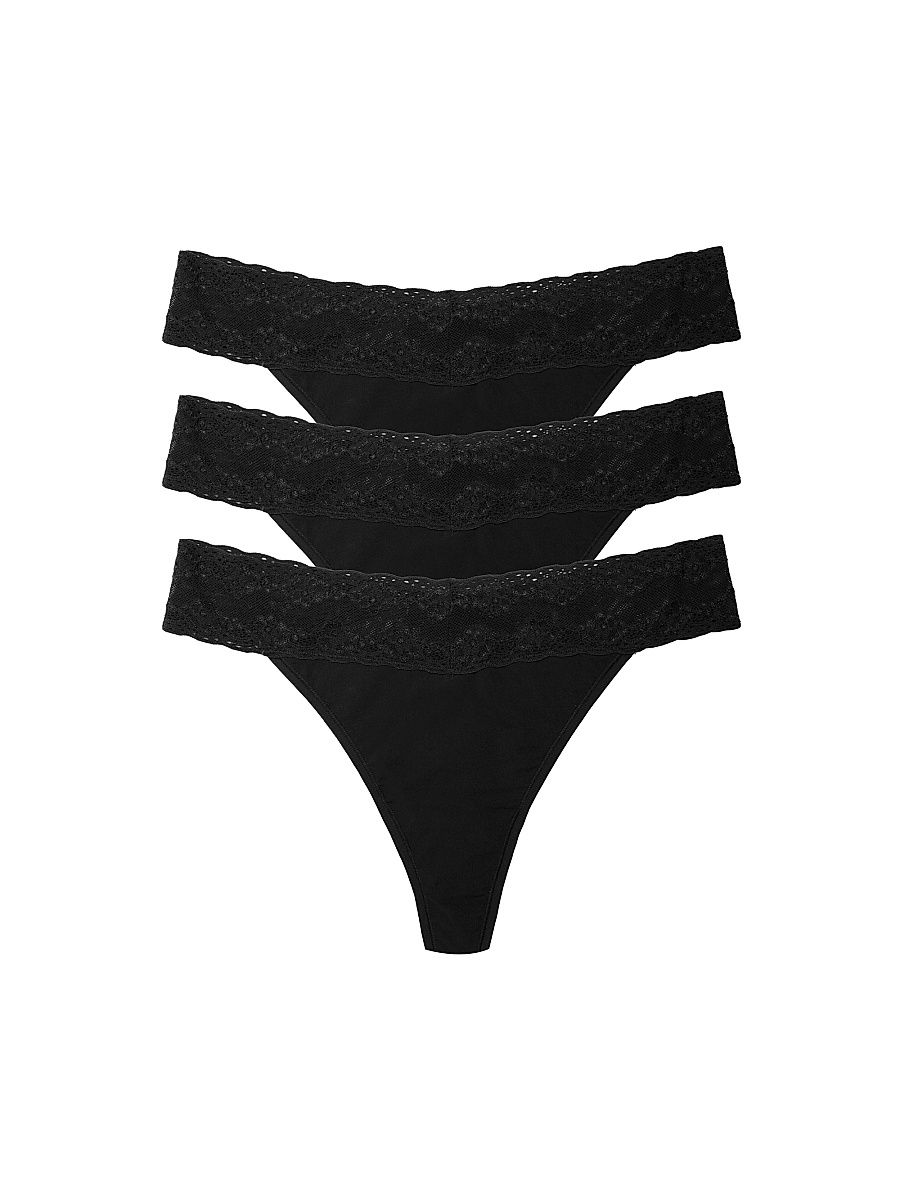 Women's Bliss Perfection One Size Thong 3-Pack - Black