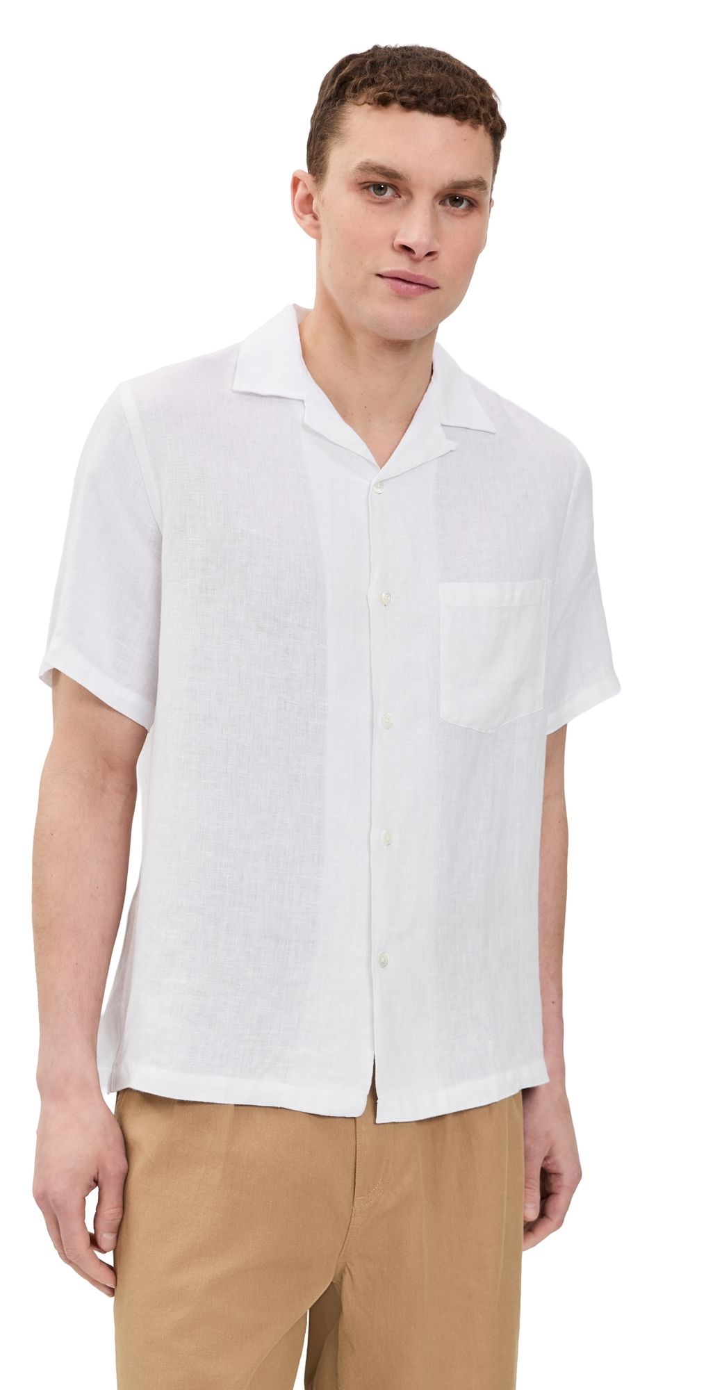 Portuguese Flannel Linen Camp Collar Shirt White XXL