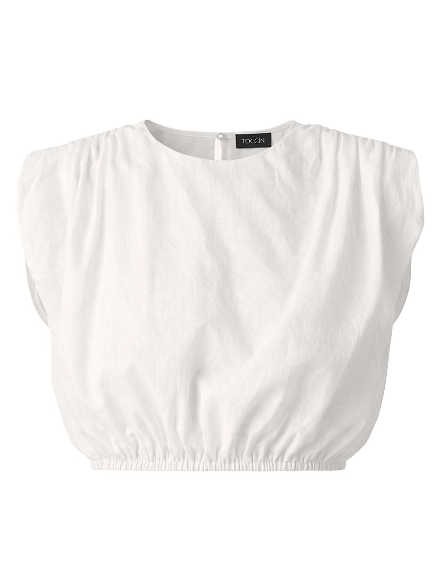 Women's Sirelle Linen-Cotton Crop Top - Coconut - Size XL