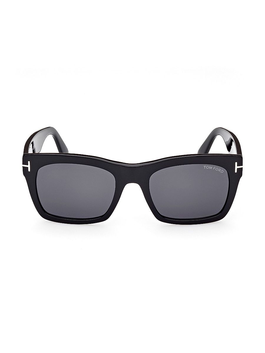 Men's 56MM Rectangular Sunglasses - Shiny Black Smoke