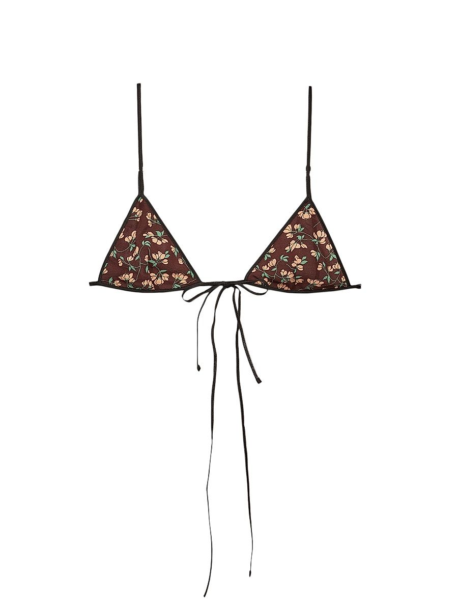 Women's Floral Print Georgette Bra - Brown - Size 4