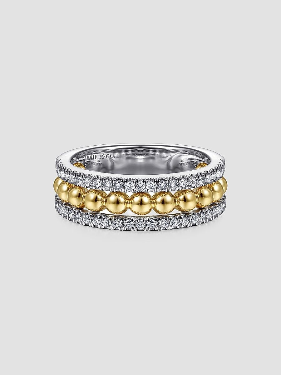 Gabriel & Co Women's Bujukan 14K White & Yellow Gold & 0.40 TCW Diamond Wide Band Ring - Yellow Gold - Size 7