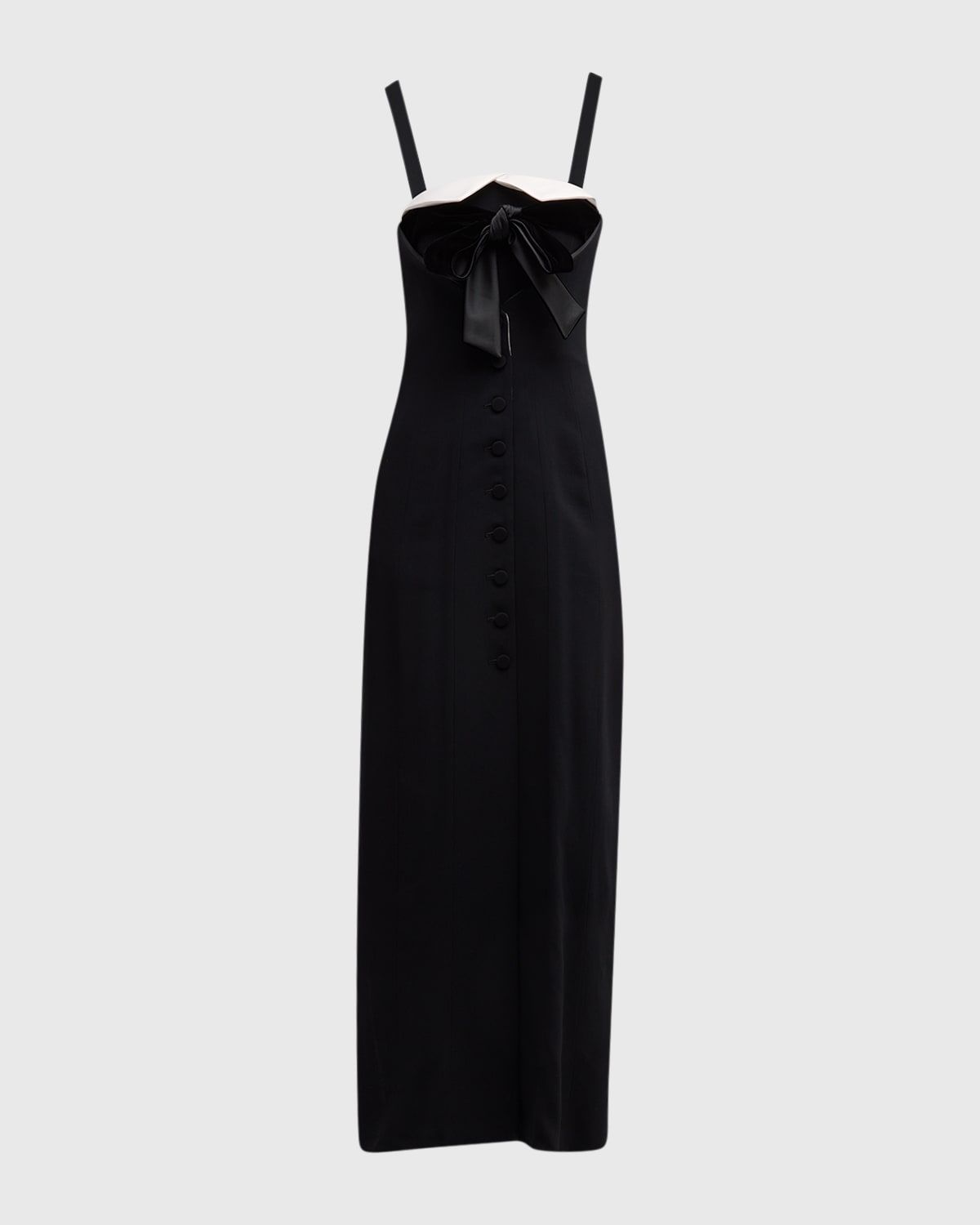Two-Tone Satin Tuxedo Maxi Dress
