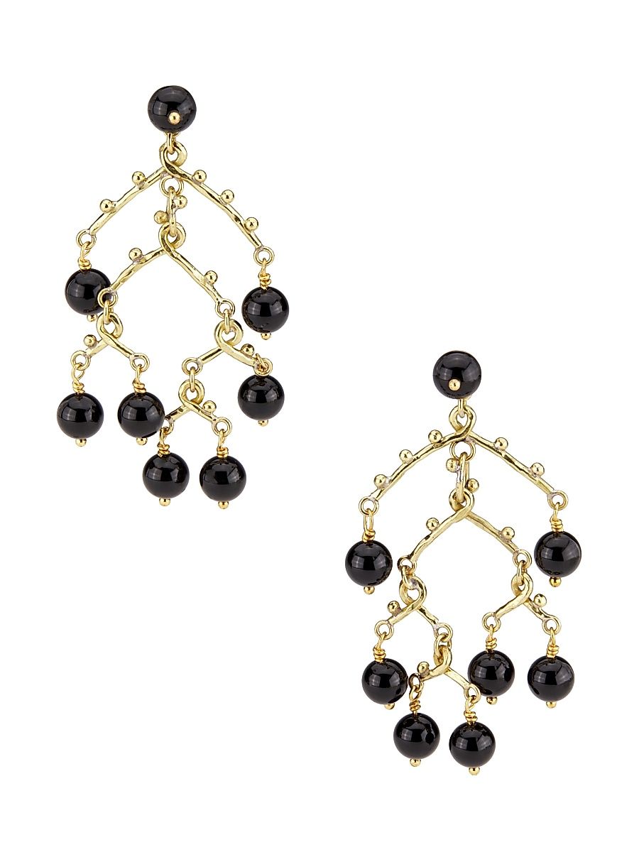 Women's Imani Goldtone & Black Onyx Chandelier Earrings - Black Onyx