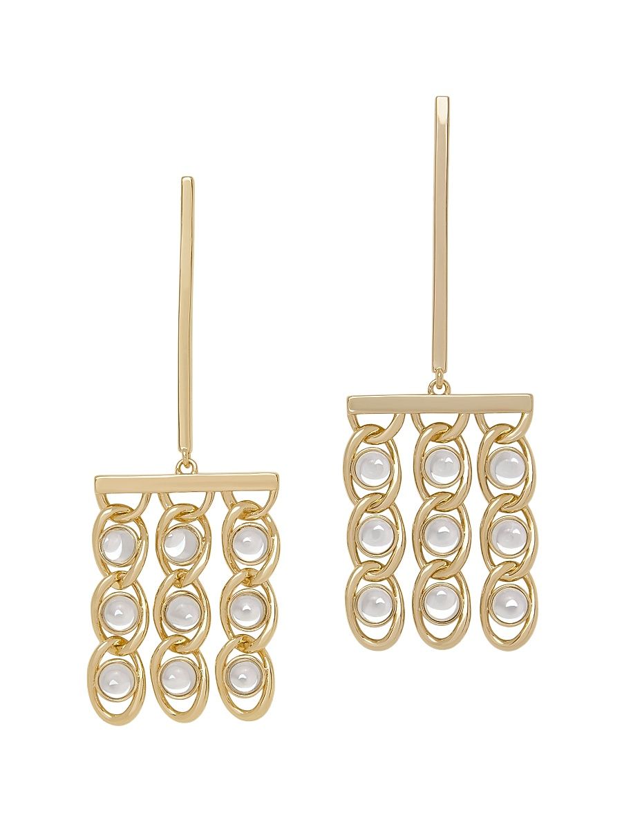 Women's Glass Chain Dominika Goldtone & Glass Stone Earrings - Gold