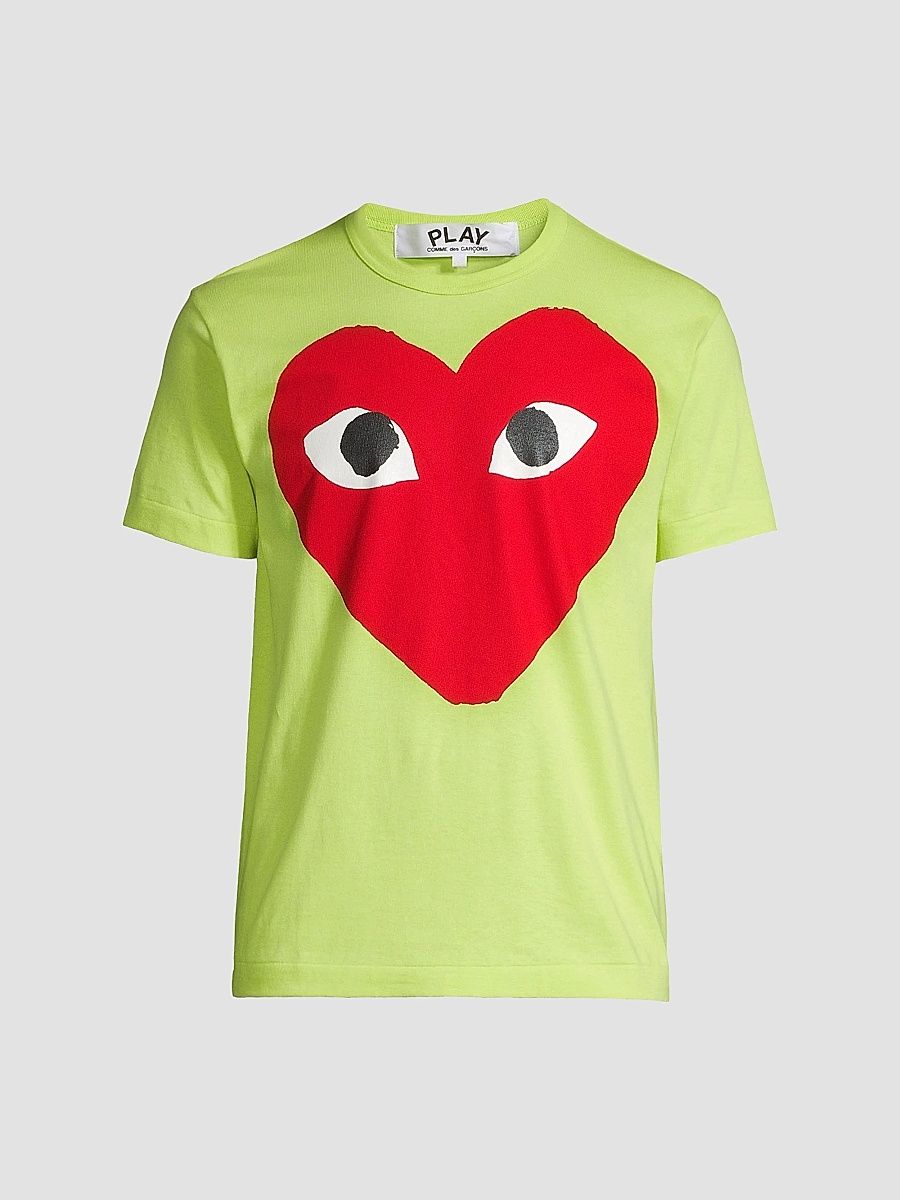 Men Large Center Heart Graphic T-Shirt - Green - Size Small