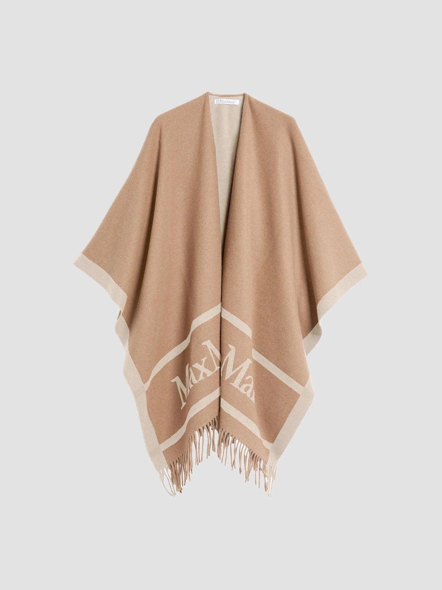 Max Mara Women's Jacquard Wool Poncho - Camel