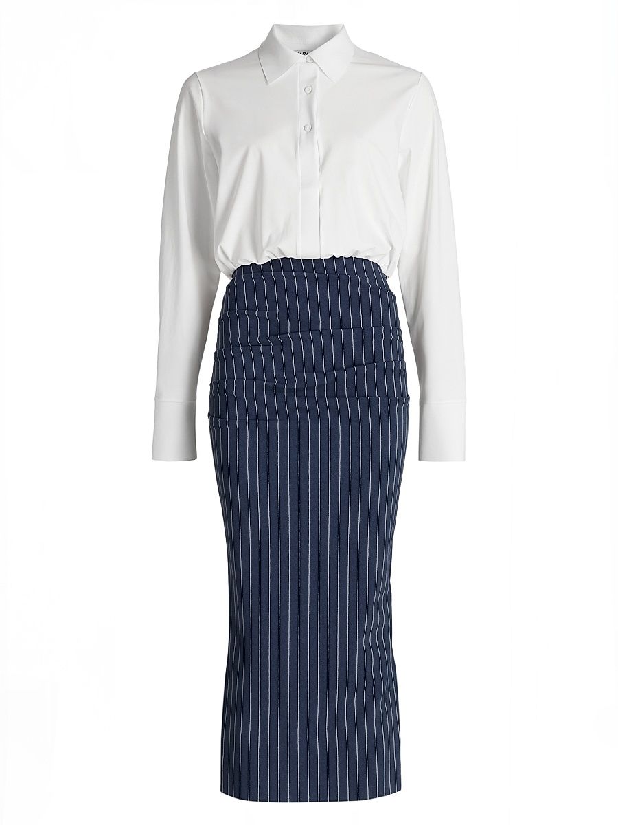 Women's Azora Two-Tone Midi-Dress - Bianco Gessato - Size 14