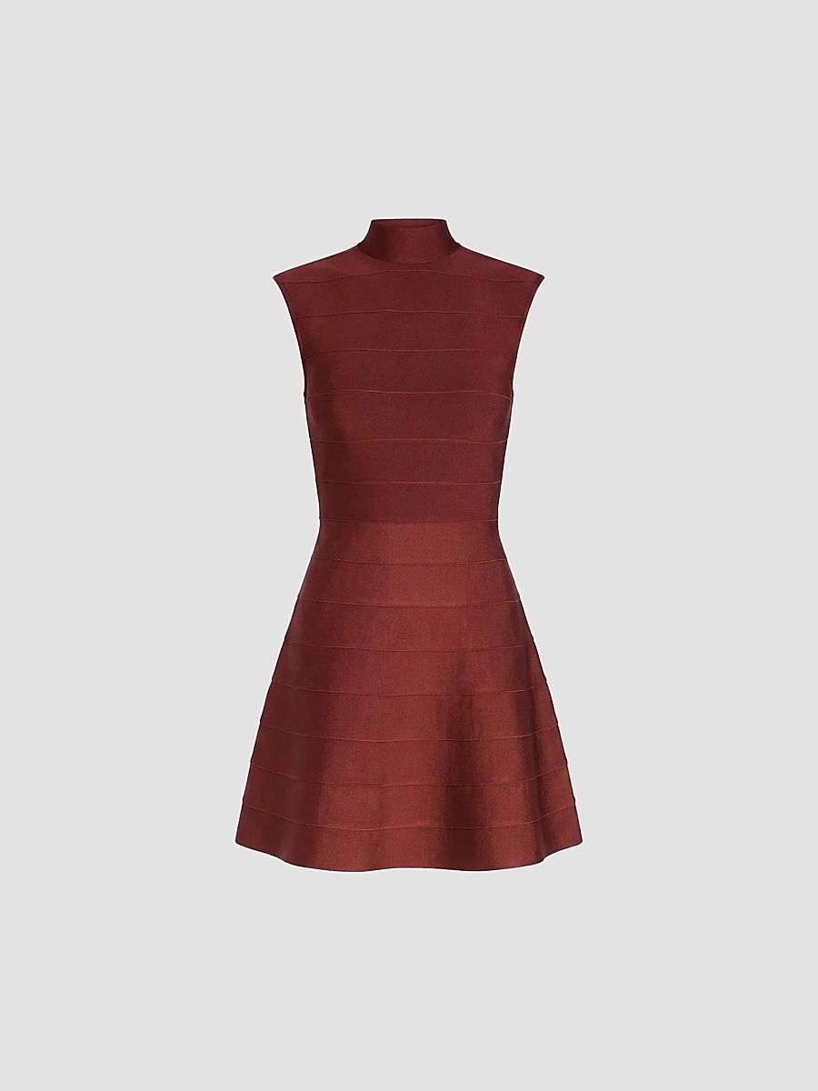 Women's Delyth Knit Fit & Flare Mini Dress - Cigar - Size XS