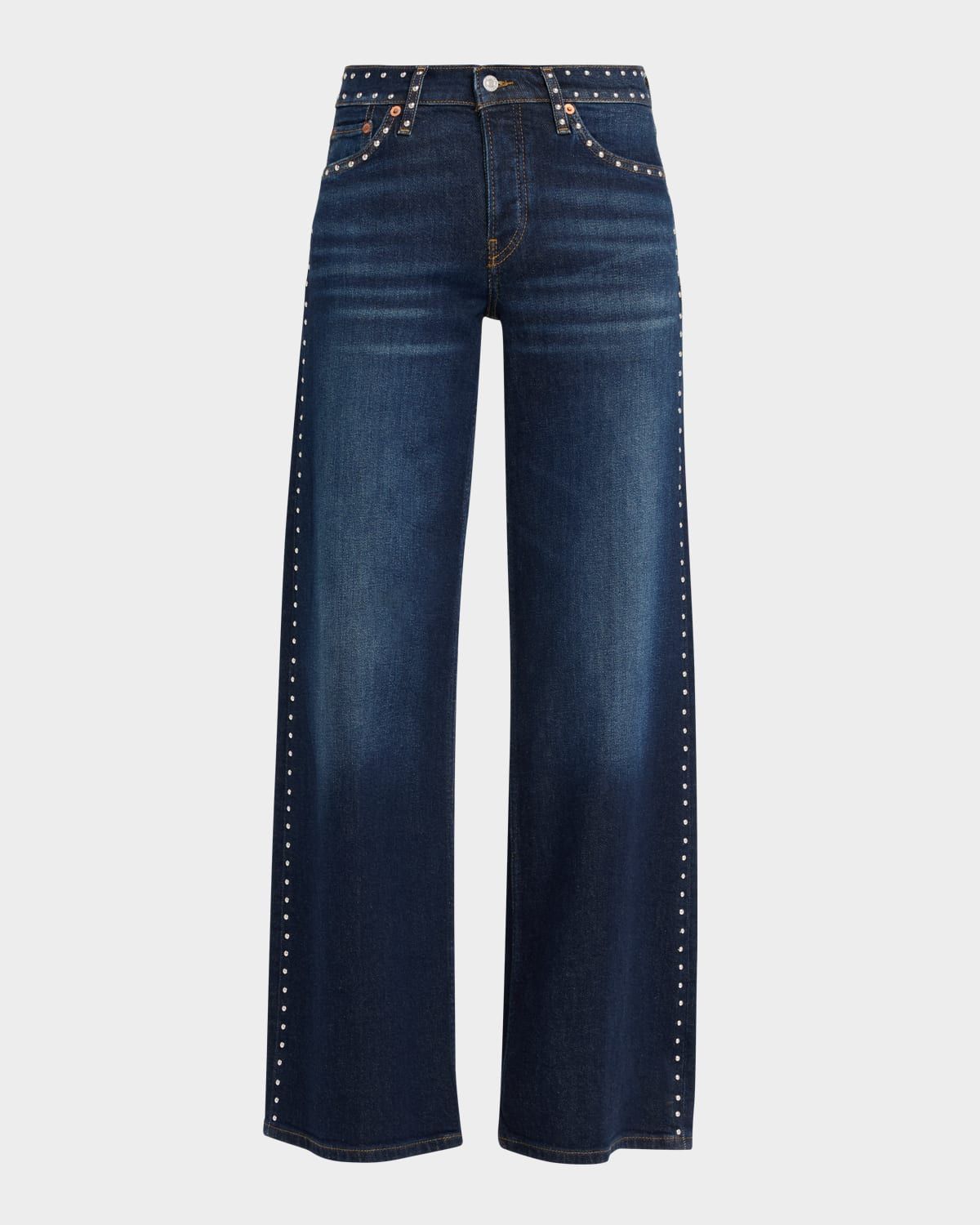 Studded Mid-Rise Jeans