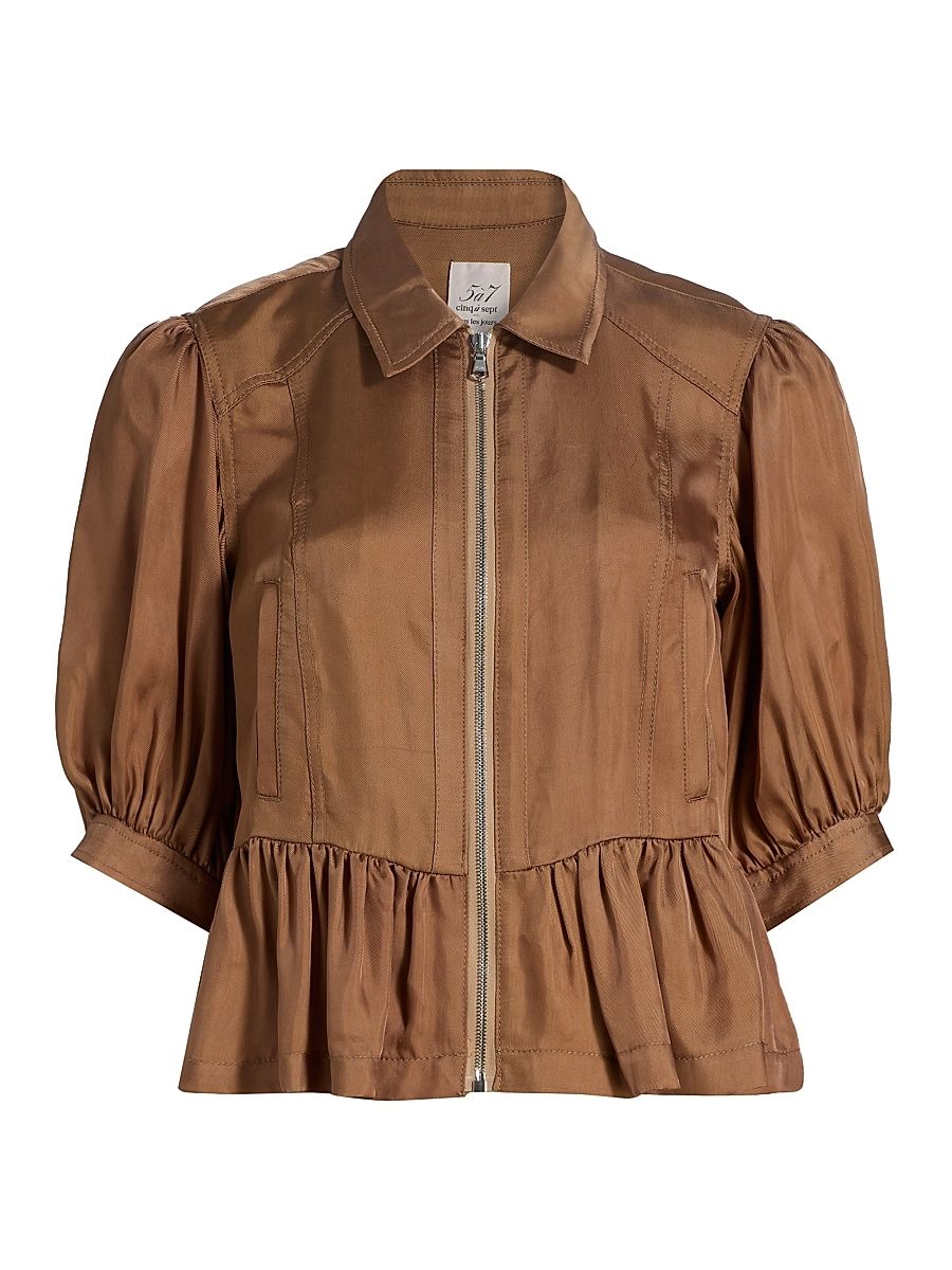 Women's Daphne Peplum Jacket - Brown Sandstone - Size XL