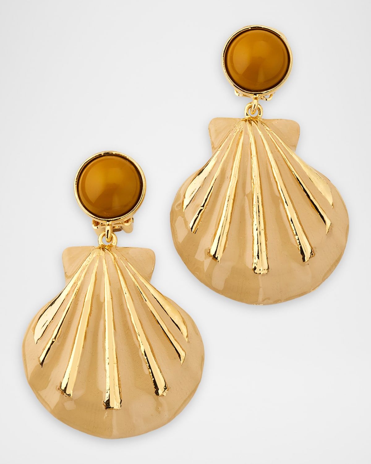 Enamel Shell Clip-On Earrings