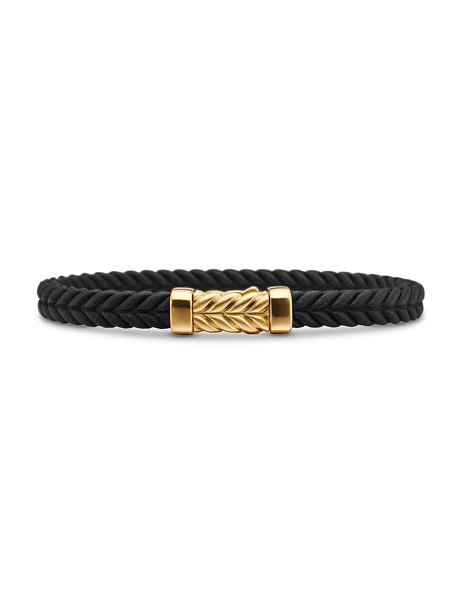 Men's Chevron Bracelet in Black Rubber - Black - Size Medium