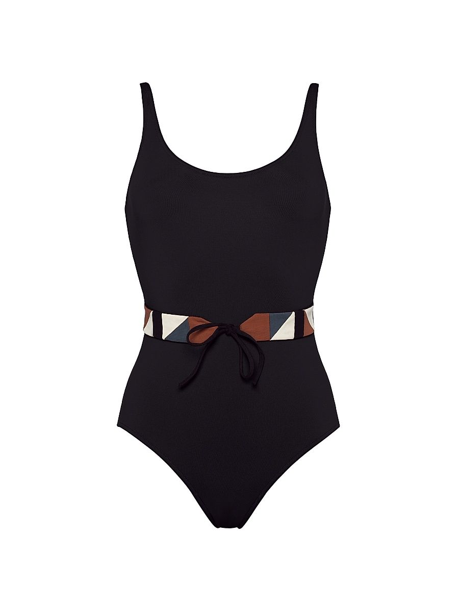 Women's Damier Belted One-Piece Swimsuit - Ultra - Size 6