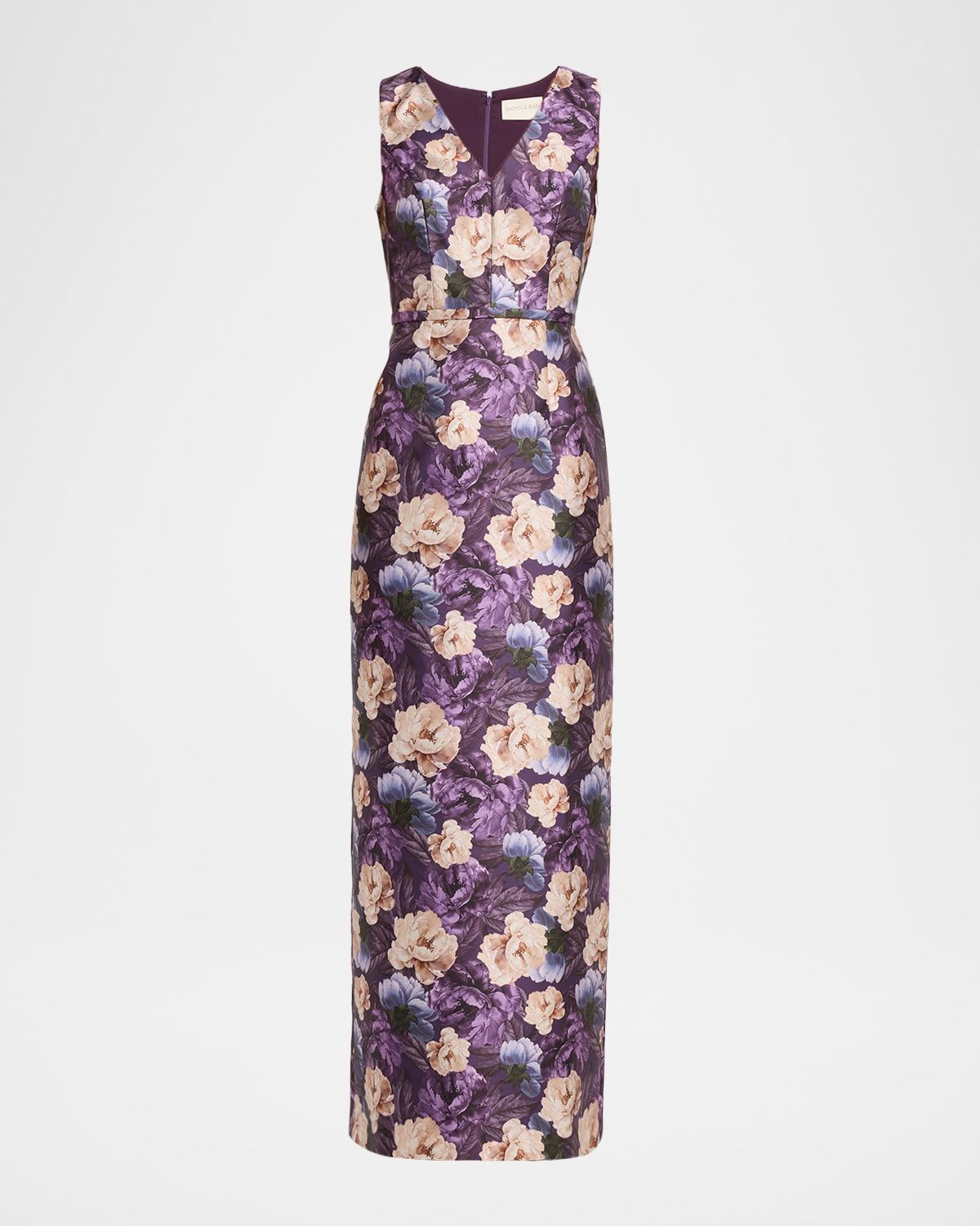 Adellyn Floral-Print Mikado Column Gown