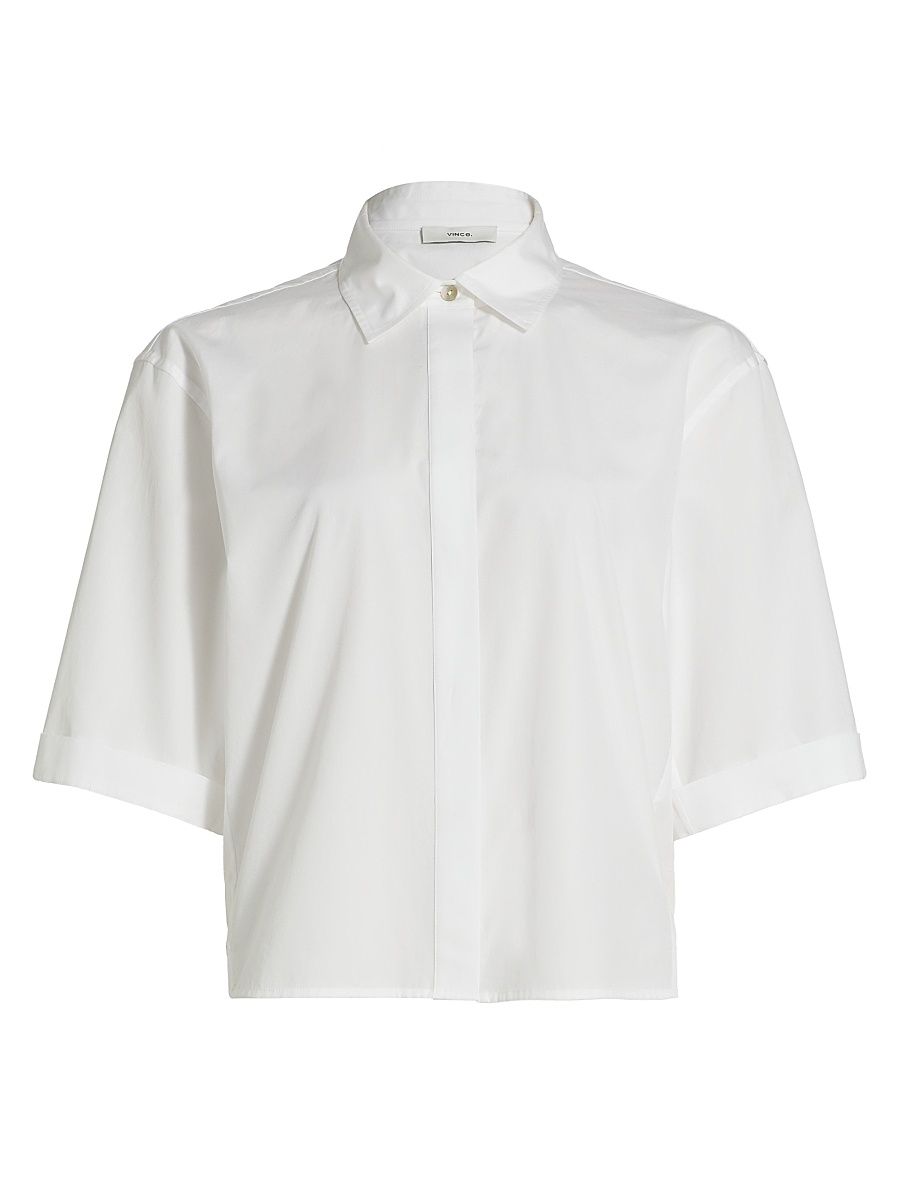 Women's Canvas Tape Button-Front Shirt - Optic White - Size XL