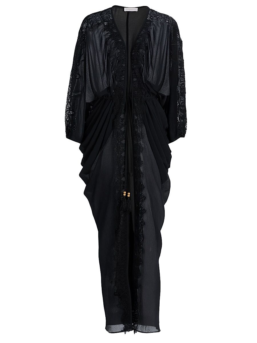 Women's Bernice Lace-Trim V-Neck Maxi Dress - Black - Size XL