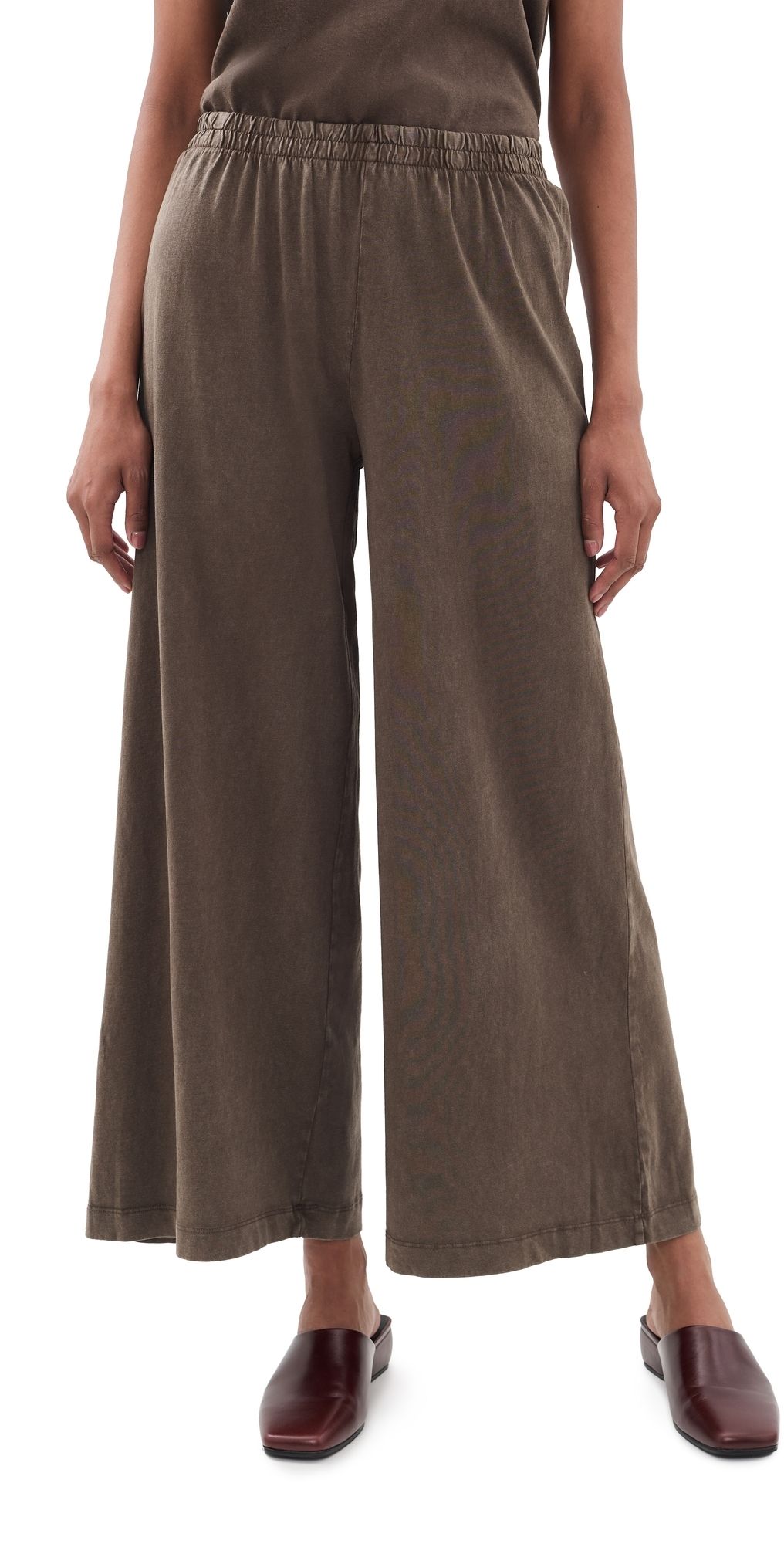 Z Supply Scout Jersey Crop Flare Pants Dark Chocolate S