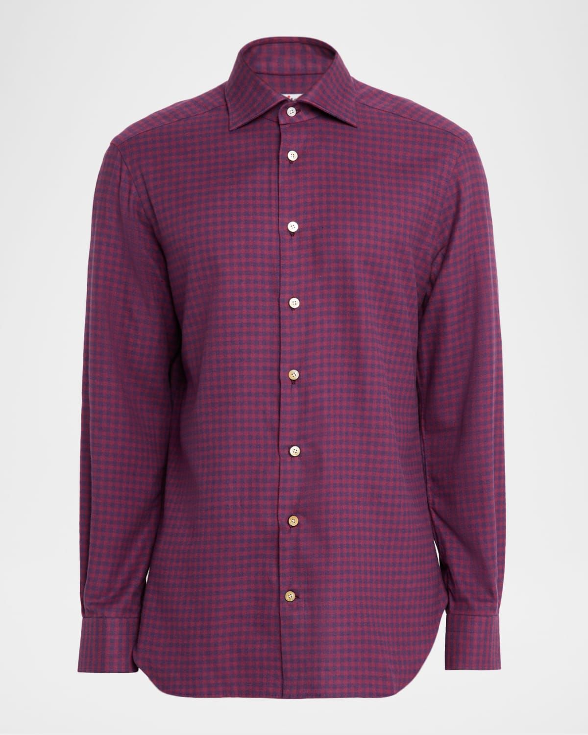 Men & apos;s Small Gingham Cotton Sport Shirt