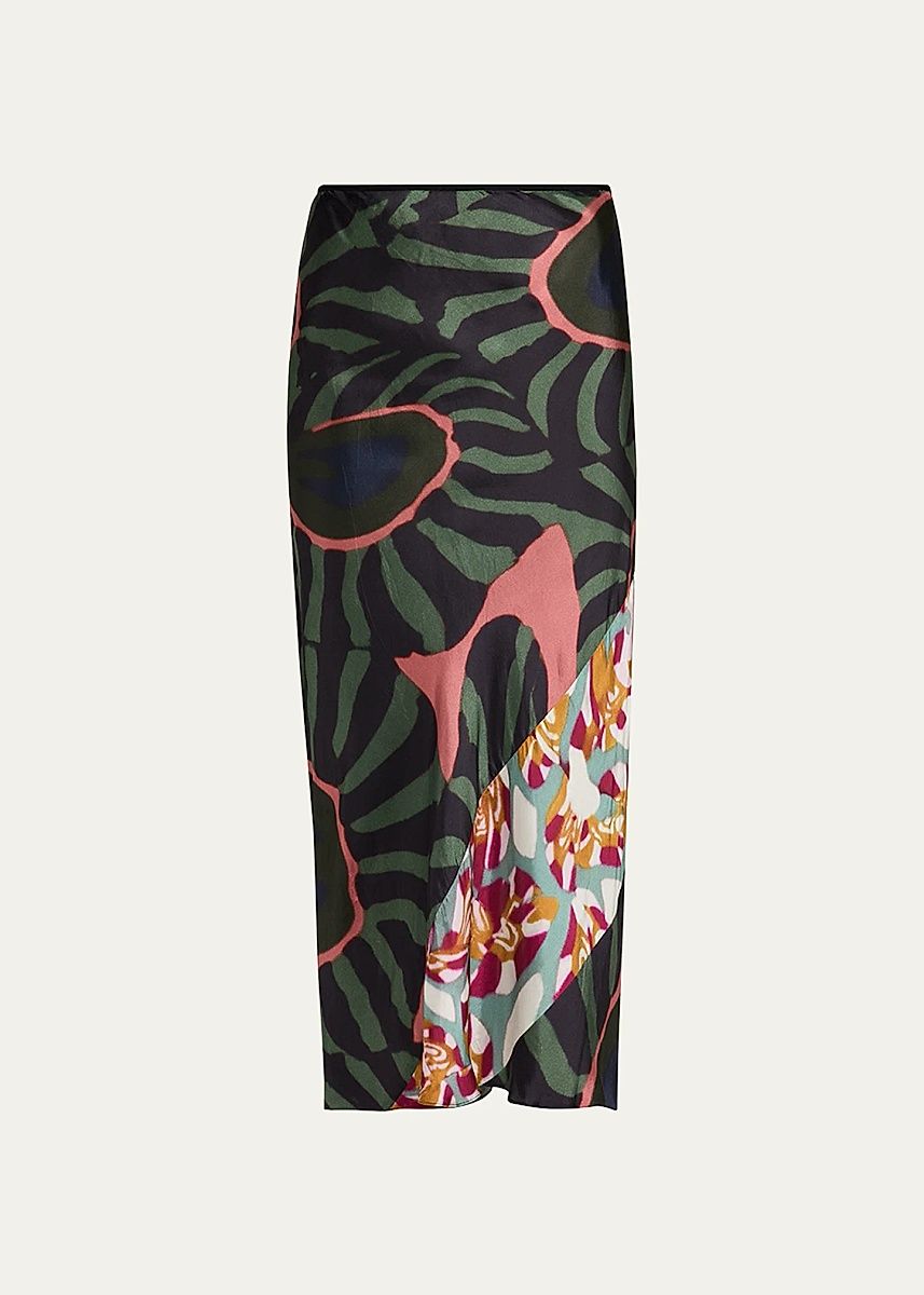 Women's Sati Abstract Midi Skirt - Khaki - Size 12