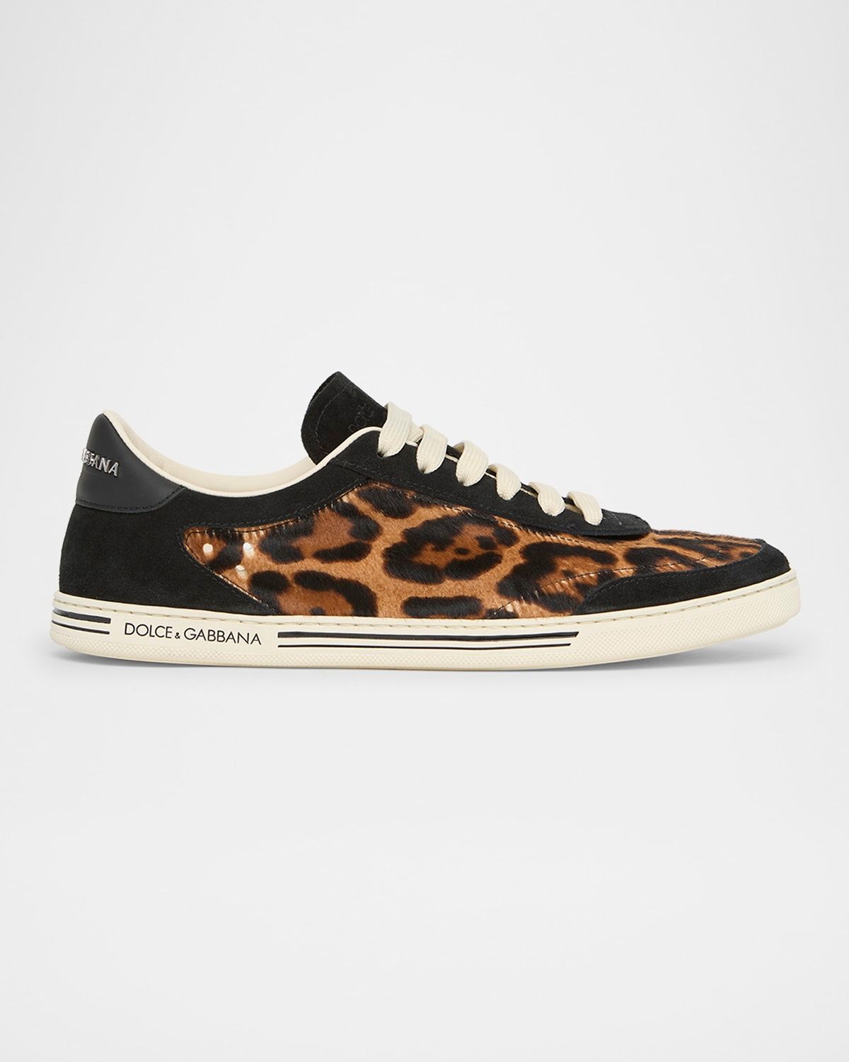 Leopard Calf Hair and Suede Low-Top Sneakers
