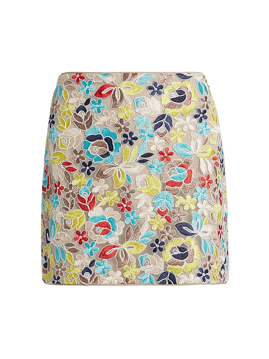 Women's Printemps Lace Modern Miniskirt - Yellow Multi - Size 8