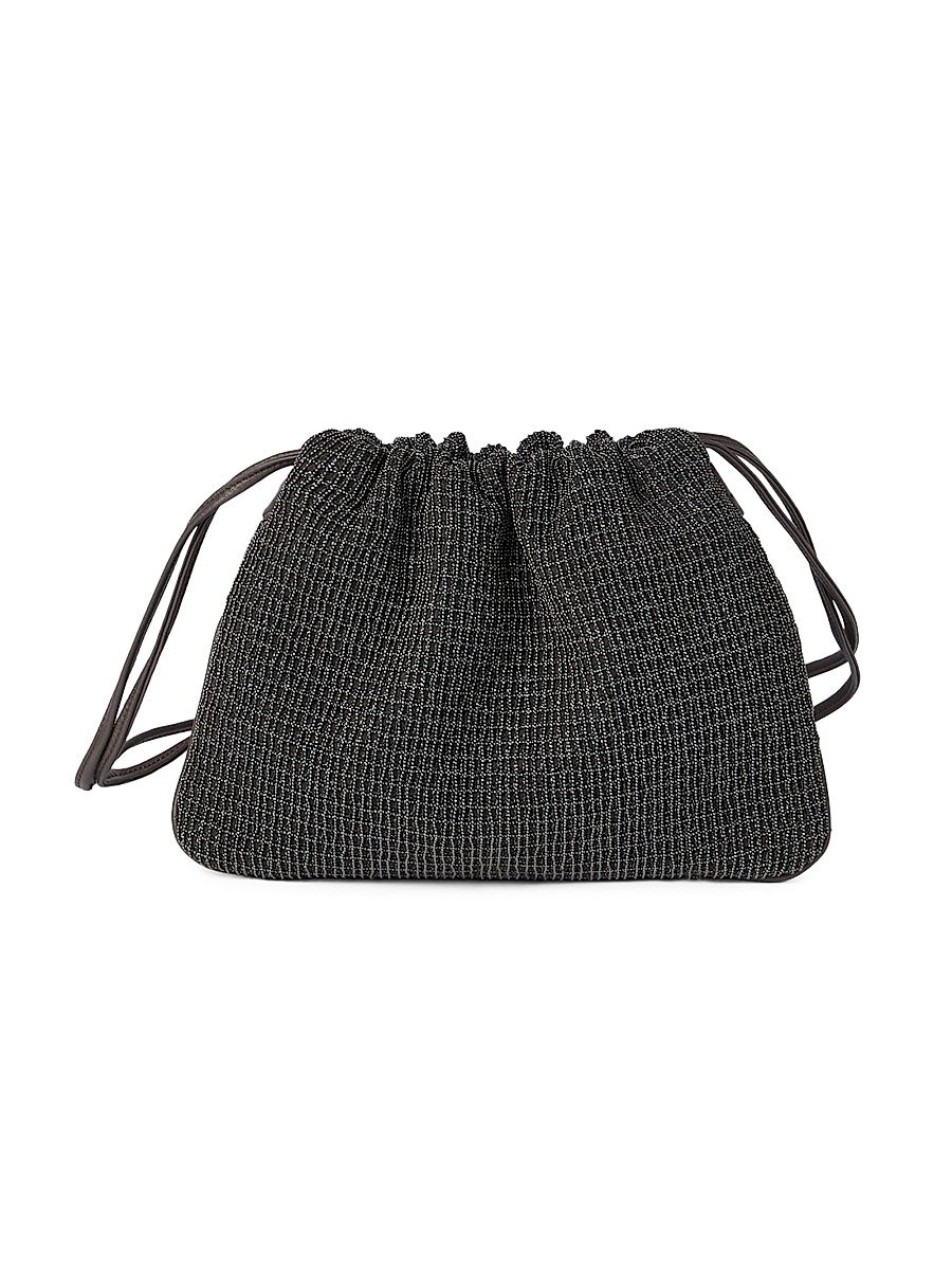 Women's Soft Pochette Shoulder Bag in Riding Leather - Black