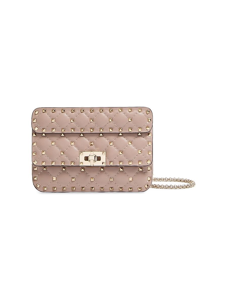 Women's Small Nappa Rockstud Spike Crossbody Bag - Pink
