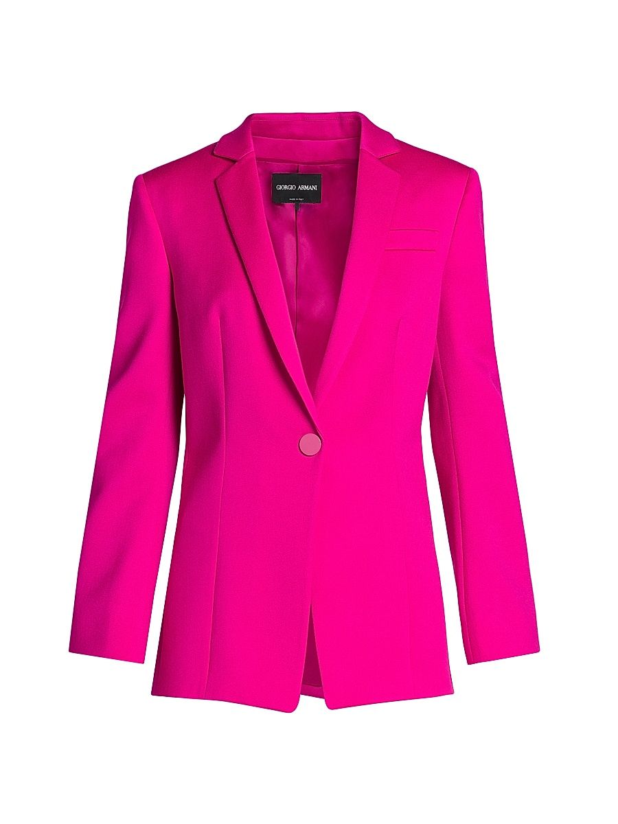 Women's Wool Tuxedo Blazer - Pink - Size 10