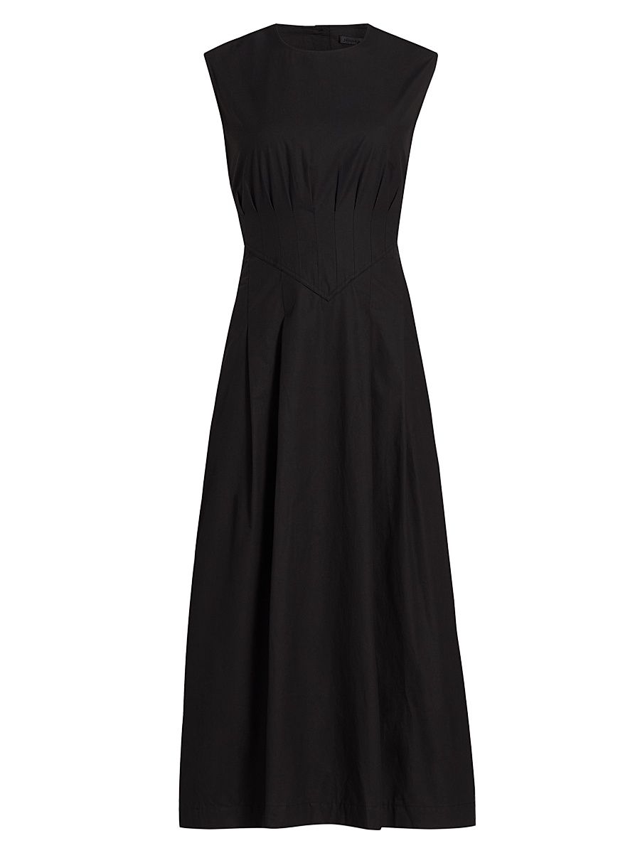 Women's Kit Cotton Poplin Midi-Dress - Black - Size XL
