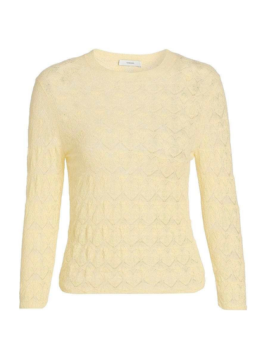 Women's Fine Lace Pointelle Sweater - Dandelion - Size XXS