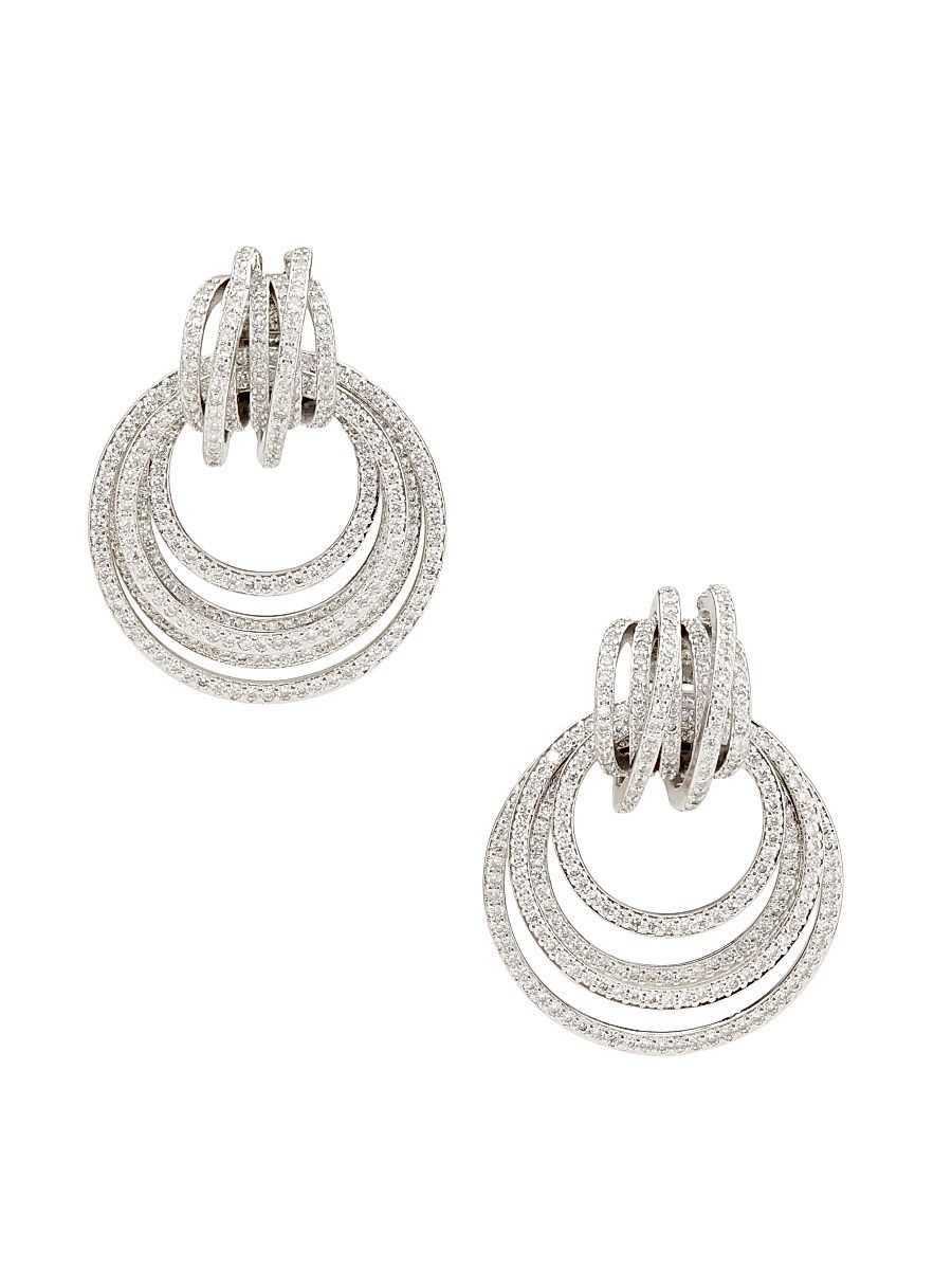 Women's Roux Sterling Silver & Cubic Zirconia Doorknocker Earrings - Silver