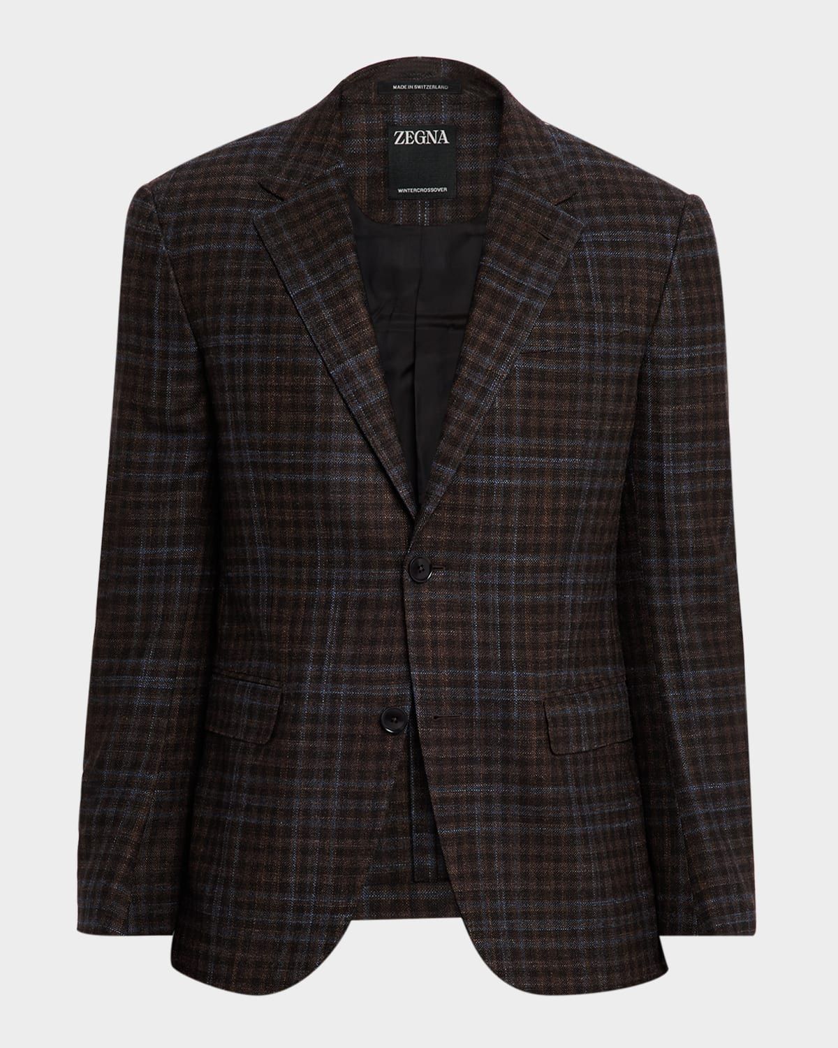 Men & apos;s Check Winter Crossover Notch-Lapel Sport Coat
