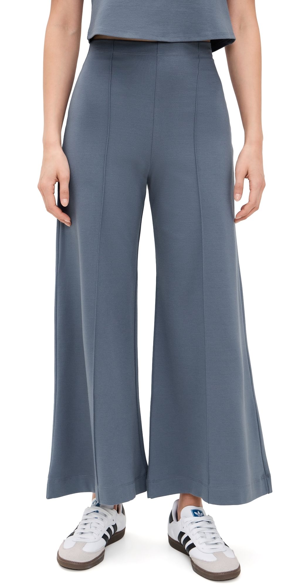 RIPLEY RADER Ponte Knit Wide Leg Cropped Pants Sea Blue L